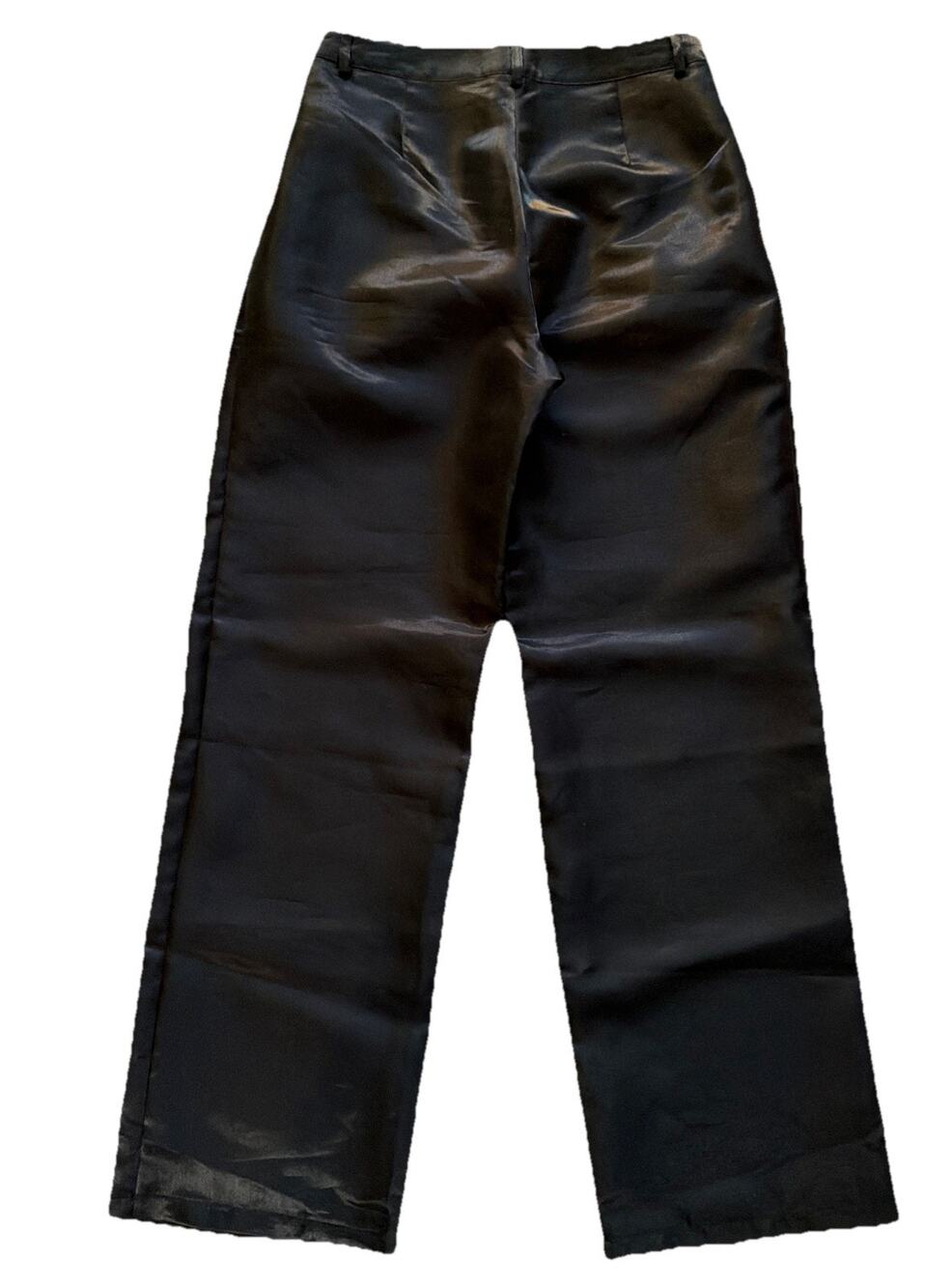 House Of Harlow 1960 Black Satin Pants Women Med High Waist Straight Leg Pleated